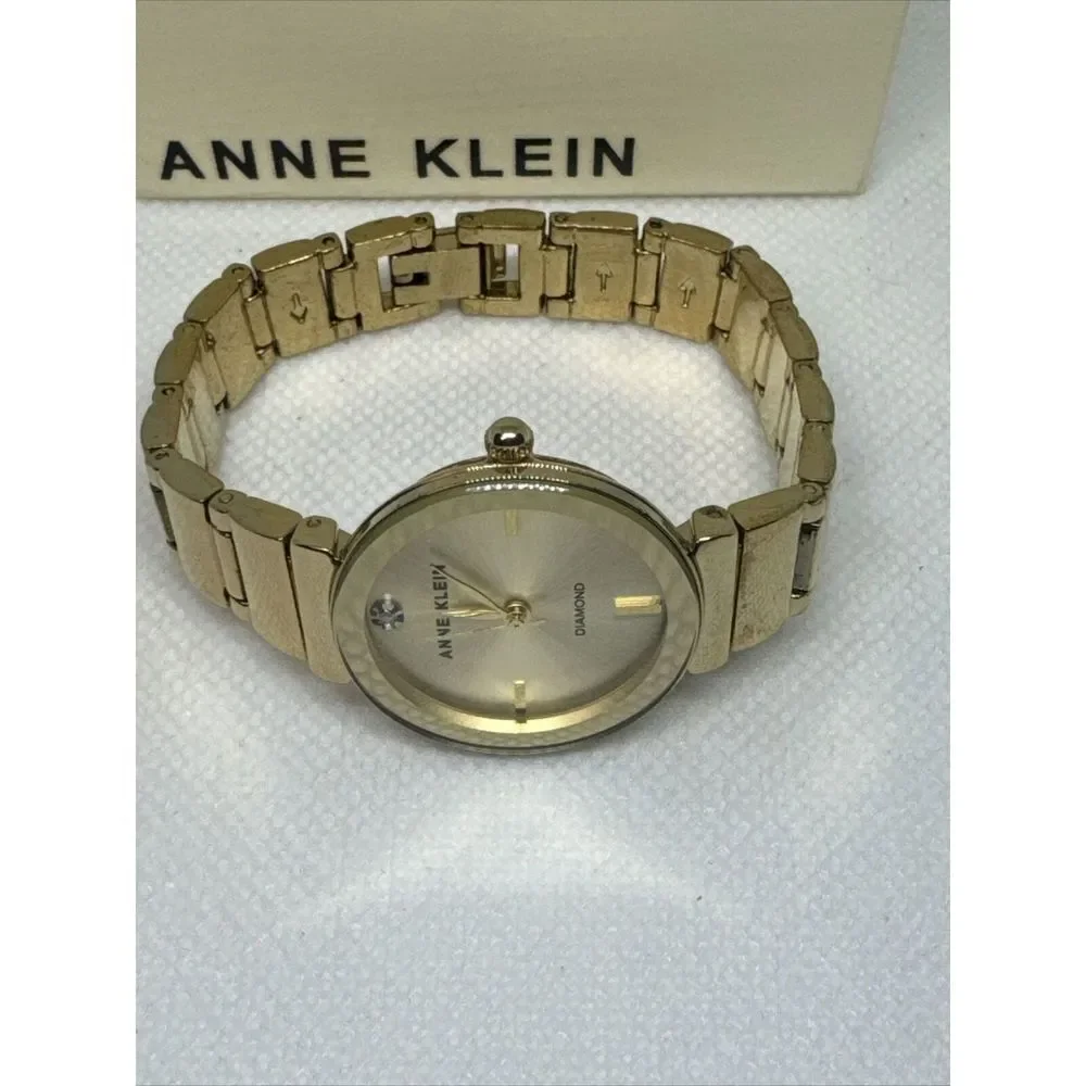 Anne Klein Diamond AK2434 Womens Gold Metal Strap Analog Dial Quartz Watch YAY48